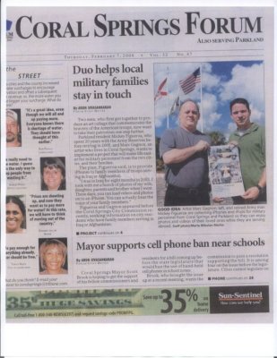Coral Springs Forum Publishing feature on For Our Troops