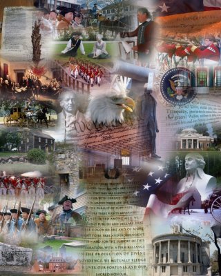 July 4, 1826 collage, the life of Thomas Jefferson and John Adams which both died on the 50th year of the country's birth