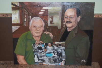 Painting by Carol Morris of Jacques Wiesel and Marc Gagnon