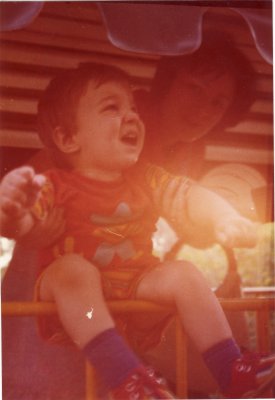 1976, me and mother on the miniature train which was going around the Genclik park, Ankara