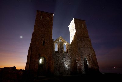 Reculver towers in a star filled sky