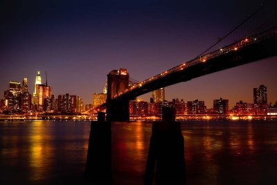 Brooklyn Bridge at night fall