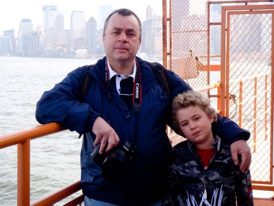 Harry and Dad on Statten Island Ferry New York
