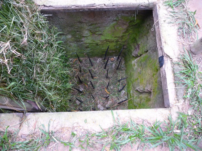 The tunnels were often rigged with explosive booby traps or punji stake pits.