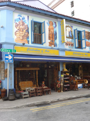 Indian arts shop that is on the street corner.