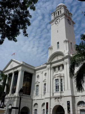 Close-up of the clock tower of Victoria Memorial Hall.