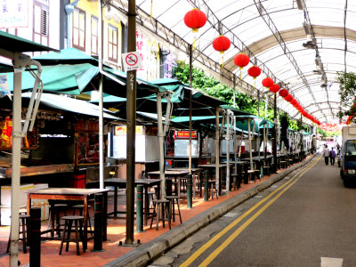 This street in Singapore's Chinatown is known as Food Street.