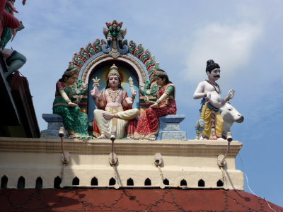 Rooftop decorations on the Sri Mariamman Temple.