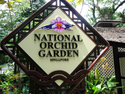 Sign for the National Orchid Garden of Singapore.