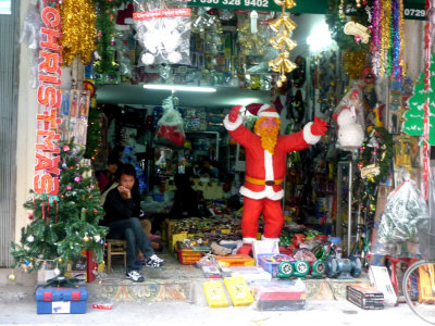 Santa Claus on display since it was December in Hanoi.