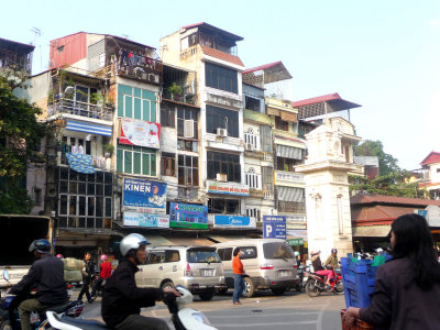 A typical Hanoi apartment building.