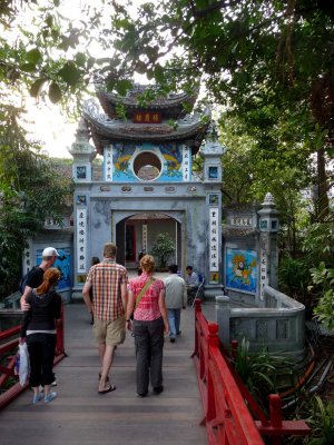 Pathway leading to the Ngoc Son Temple in Hanoi.