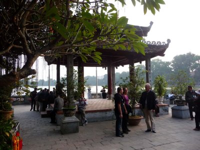 Beautiful Vietnamese-style gazebo in the Ngoc Son Temple grounds.