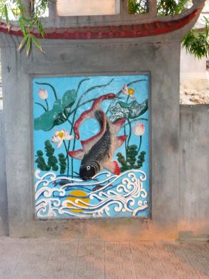 Another beautiful mural of a fish at the temple at Hoan Kiem Lake.