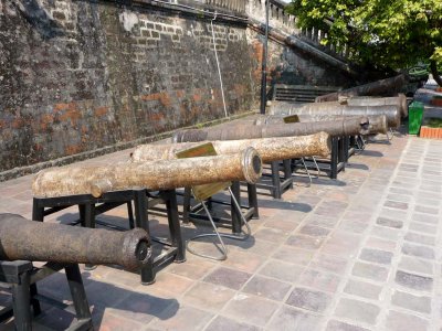 Vietnamese canons on display at the Vietnam National Military Museum.