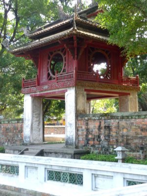 A guard tower inside of the temple grounds.