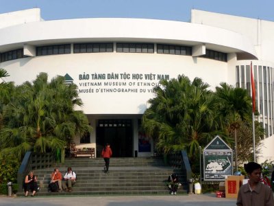 Entrance to the Museum of Ethnology in Hanoi which showcases cultures and customs of Vietnam's 54 recognized ethnic groups.