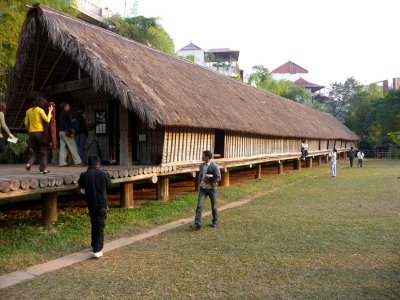 The museum has exhibits of traditional architecture of Vietnams ethnic tribes including this Ede tribes long house.