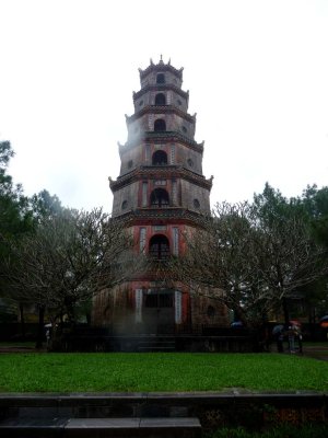 View of the stupa of Thien Mu Pagoda. It has seven storeys and is the tallest in Vietnam.