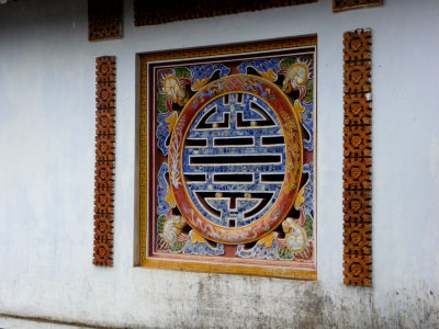Ceramic window decorations such as this one are common at the Citadel.
