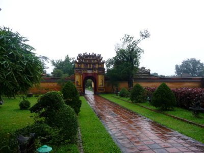 Pathway and gate leading to the second major temple in this compound called Th Mieu.