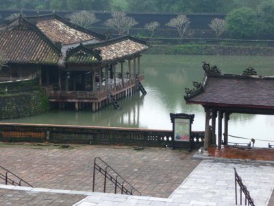 View from the top of the stairs of  Xung Khiem Pavilion on Luu Khiem Lake.
