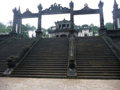 Khai Dinh chose the slope of Chau Chu Mountain (10 km. from Hue) to build his tomb. Construction lasted for 11 years.