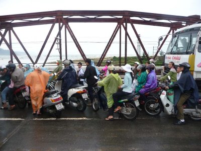 We got into a traffic jam on this bridge with the Vietnamese school kids.
