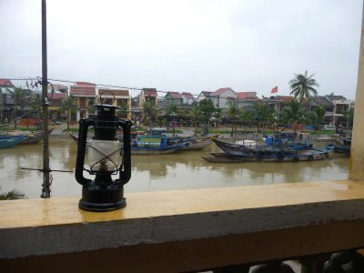 View from the restaurant where I had lunch in Hoi An of the Thu Bon River.