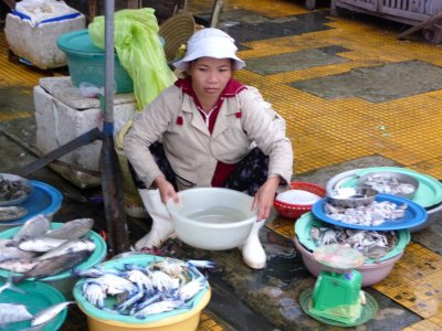 A Hoi An fish vendor.  I tried the local catch, and it was delicious!