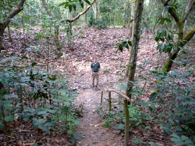 Me standing in the crater where a B-52 bombed the Cu Chi Tunnels.