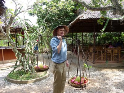 Me posing as a dragon fruit vendor.