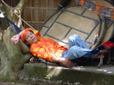 A Vietnamese man was catching a nap.