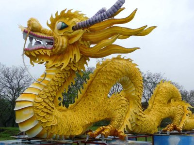 This is the dragon, which appears to be made out of paper or fabric.