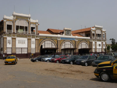 The French-colonial style Dakar train station. It was built for the Dakar-Niger Railway connecting Dakar to Koulikoro, Mali.