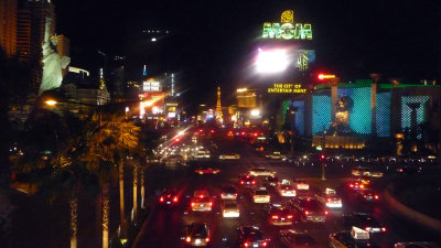 View of the Las Vegas strip at night.