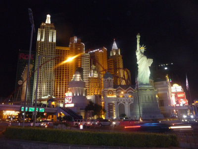 Night view of the New York, New York hotel and casino where I stayed.