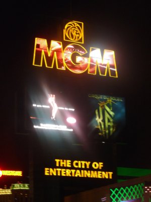 Sign for MGM Grand hotel and casino.