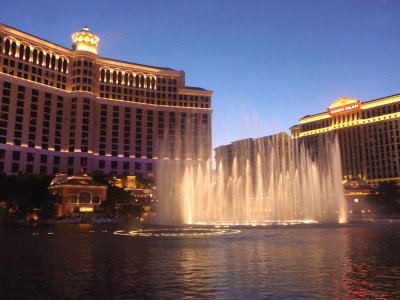 Fountain in front of the Bellagia and Caesar's Palace to the right.