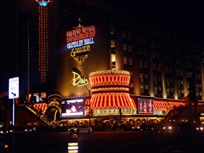 More bright lights on the Las Vegas strip of Bill's Gamblin' Saloon.