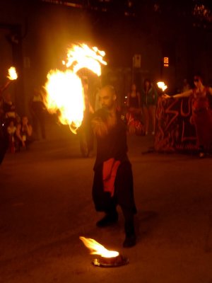 This guy who was twirling the torches looked diabolical!