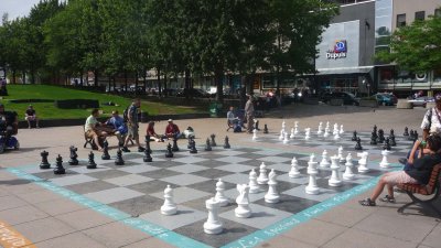 These oversized chess boards were in Berri Square between Blvd. de Maisonneuve and St. Catherine Street in Montral.