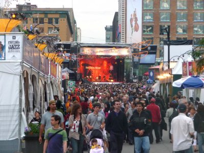 View of the masses of people who attended the 2009 Montral Jazz Festival.