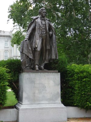 Statue of Franklin Pierce on the State House grounds. He was both handsome and patrician-looking.