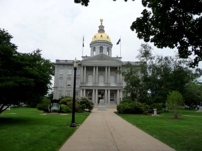 View of the golden-domed state house which was built in 1819.