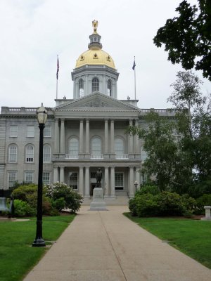 Closer view of New Hampshire's State House.
