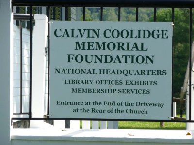 Sign for the Calvin Coolidge Memorial Foundation and Library.