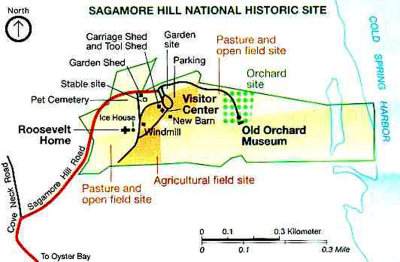 Map showing the layout of the Sagamore Hill National Historic site.