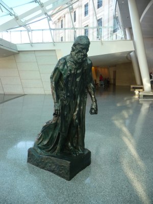 Rodin sculptures on display in the Brooklyn Museum lobby.