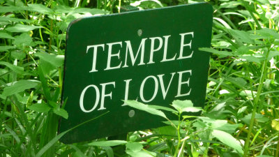 Sign for the Temple of Love at Westbury Gardens.